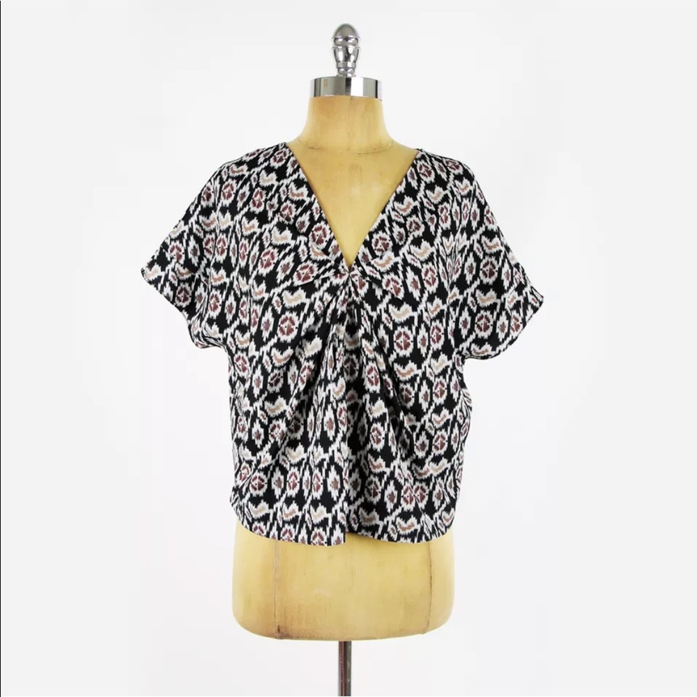 Sparkle & Fade Anthropologie Boho Tribal Oversized Crop Tunic Shirt Blouse Top S